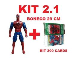 Kit 2.1 200 Cards + Boneco Grande Articulado Homem Aranha