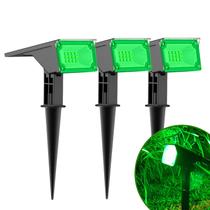 Kit 2/3/4/6/8/10 Refletores Ecoforce Solar 6 Leds Verde 10x Mais Forte Spot Jardim Prova D'água Luminária