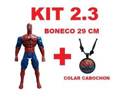 Kit 2.3 Boneco Grande + Colar Cabochon Homem Aranha +/- 29