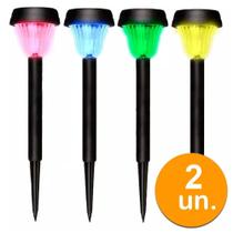 Kit 2/4/6 Luminárias Ecoforce Solar Jardim Led Verde Colorida Balizador Poste Prova De Água