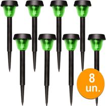 Kit 2/4/6 Luminárias Ecoforce Solar Jardim Led Verde Colorida Balizador Poste Prova De Água