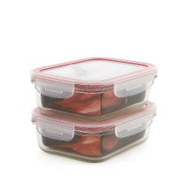 Kit 2/4/6 Potes De Vidro Hermético 1040ml 410ml Marmita Retangular Tampa Com Travas E Saída de Ar Ve