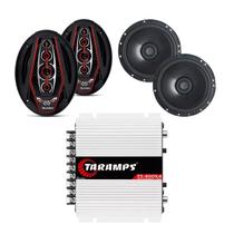 Kit 2 6 Pol 100w Rms 2 Bicho Papão 6x9 Pol Pentaxial Ts400x4 4 canais