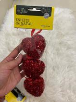 kit 2(8cm)/kit 3(6cm) coração festão glitter enfeite de natal