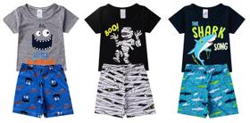 Kit 2 a 10 Peças De Roupa Infantil - Conjunto Pijama Menino Camiseta + Calça - Tamanho 1 ao 8 Anos - Coleção Primavera Verão - Poofy