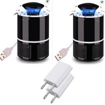 Kit 2 Abajur Armadilha De Mosquito Led Violeta + 2 Fonte Usb