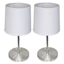 Kit 2 abajur Cabeceiras Pequeno haste polida base escovada cúpula Tecido