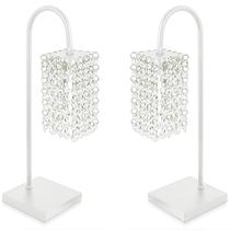 Kit 2 Abajur Clearcrillic Cristal Acrílico Quadrado Branco