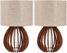 Kit 2 Abajur Cone Tripé Madeira Pequeno Iluminação Quarto Bivolt