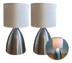 Kit 2 Abajur de Mesa Bojudo Cor Escovado Bivolt Com Cúpula Decorativa Casa Sala de Estar, Quarto, Cama, Cabeceira, Escritório Kit 2 Abajur de Mesa Bojudo Cor Escovado Bivolt Com Cúpula Decorativa Casa Sala de Estar, Quarto, Cama, Cabeceira, Escritório