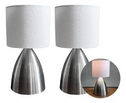 Kit 2 Abajur de Mesa Bojudo Cor Escovado Bivolt Com Cúpula Decorativa Casa Sala de Estar, Quarto, Cama, Cabeceira, Escritório