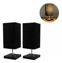 Kit 2 Abajur de Mesa Clássica Quadrada com Interruptor e Cúpula Para Ambientes Casa e Sala de Estar, Quarto Cabeceira de cama e Escritorio