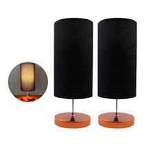 KIT 2 Abajur de Mesa Clássico Redondo Cobre Com Interruptor e Cúpula Preto Decoração Casa Sala e Quarto Cama KIT 2 Abajur de Mesa Clássico Redondo Cobre Com Interruptor e Cúpula Preto Decoração Casa Sala e Quarto Cama
