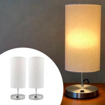 Kit 2 Abajur De Mesa Clássico Redondo Com Interruptor Com Cúpula Para Sala, Quarto, Cabeceira Cama, Escritório, Corredor de Casa