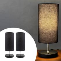 KIT 2 Abajur de Mesa Clássico Redondo Preto alumínio com Cúpula Preto Decoração Casa Sala Quarto e escritório KIT 2 Abajur de Mesa Clássico Redondo Preto alumínio com Cúpula Preto Decoração Casa Sala Quarto e escritório