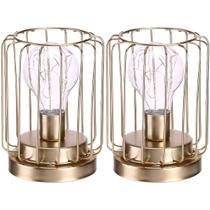 Kit 2 Abajur De Mesa Geométrico Lâmpada LED Metal Dourado