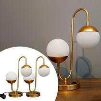 Kit 2 Abajur de Mesa Luminária Jabuticaba Jennifer 2 Globos de Vidro - Dourado