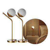 Kit 2 Abajur de Mesa Moderno Com Interruptor e Vidro Globo com lâmpada Para Decoração iluminação casa, quarto, Sala, Cama Escritório