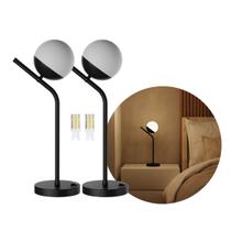 Kit 2 Abajur de Mesa Moderno Com Interruptor e Vidro Globo com lâmpada Para Decoração iluminação casa, quarto, Sala, Cama Escritório Kit 2 Abajur de Mesa Moderno Com Interruptor e Vidro Globo com lâmpada Para Decoração iluminação casa, quarto, Sala, Cama Escritório