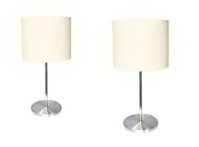 Kit 2 Abajur Escovado Cúpula Creme Tecido Mesa, Uso Cabeceiras de Cama, Salas, Quartos Kit 2 Abajur Escovado Cúpula Creme Tecido Mesa, Uso Cabeceiras de Cama, Salas, Quartos