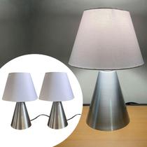 Kit 2 Abajur Luminária de mesa Clássica Cone Escovado Com Cúpula tecido algodão Kit 2 Abajur Luminária de mesa Clássica Cone Escovado Com Cúpula tecido algodão
