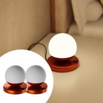 Kit 2 Abajur Luminária De Mesa Dama Moderno Alumínio Com Globo Vidro com Lâmpada branco Quente Kit 2 Abajur Luminária De Mesa Dama Moderno Alumínio Com Globo Vidro com Lâmpada branco Quente