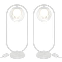Kit 2 Abajur Luminaria de Mesa de Luxo Aro Harmony Branco