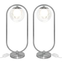 Kit 2 Abajur Luminaria de Mesa de Luxo Aro Harmony Prata