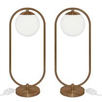 Kit 2 Abajur Luminaria de Mesa de Luxo Aro Orby Cobre Kit 2 Abajur Luminaria de Mesa de Luxo Aro Orby Cobre