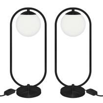 Kit 2 Abajur Luminaria de Mesa de Luxo Aro Orby Preto Kit 2 Abajur Luminaria de Mesa de Luxo Aro Orby Preto