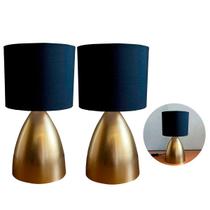 kit 2 Abajur luminária de Mesa Dourado Bojudo aluminio Bivolt Com Cúpula de algodão kit 2 Abajur luminária de Mesa Dourado Bojudo aluminio Bivolt Com Cúpula de algodão