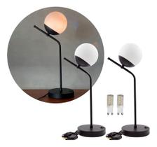 Kit 2 Abajur luminária de Mesa Inclinado Com Globo Vidro 12cm Lâmpada Inclusa Para Sala, Quarto, Cama, Cabeceira, Escritório Kit 2 Abajur luminária de Mesa Inclinado Com Globo Vidro 12cm Lâmpada Inclusa Para Sala, Quarto, Cama, Cabeceira, Escritório