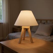 Kit 2 Abajur Luminária de Mesa Madeira Quarto Cúpula Para Criado Bivolt