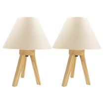 Kit 2 Abajur Luminária de Mesa Madeira Quarto Cúpula Para Criado Bivolt Kit 2 Abajur Luminária de Mesa Madeira Quarto Cúpula Para Criado Bivolt