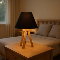 Kit 2 Abajur Luminária de Mesa Madeira Quarto Cúpula Para Criado Bivolt Kit 2 Abajur Luminária de Mesa Madeira Quarto Cúpula Para Criado Bivolt