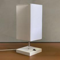 Kit 2 Abajur luminária de Mesa Quadrado Branco + Cúpula Algodão Branco