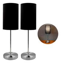 Kit 2 Abajur luminária de Mesa Redondo Escovado Com Interruptor Com Cúpula Para Sala ou Quarto, Cabeceira de Cama, Escritório Kit 2 Abajur luminária de Mesa Redondo Escovado Com Interruptor Com Cúpula Para Sala ou Quarto, Cabeceira de Cama, Escritório