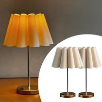 Kit 2 Abajur Luminária de Mesa Redondo Pétala com Interruptor Com Cúpula bege P Sala, Quarto, Cabeceira Cama, Escritório