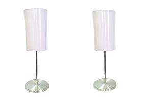 Kit 2 Abajur luminária mesa Escovada Cúpula Tecido Branca uso cabeceira cama