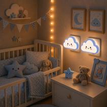 Kit 2 Abajur Nuvem Luz Noturna Infantil Led Bivolt Para Quarto De Bebê Somente Luz Fria Cor Azul Kit 2 Abajur Nuvem Luz Noturna Infantil Led Bivolt Para Quarto De Bebê Somente Luz Fria Cor Azul
