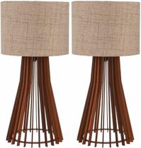 Kit 2 Abajur Rústico De Madeira Para Decorar Quarto, Sala De Estar