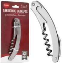 Kit 2 Abridor De Garrafas 3 Em 1 Canivete Saca Rolha Inox