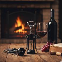 Kit 2 abridor de vinho e garrafas saca rolha manual multiuso plástico e metal borboleta