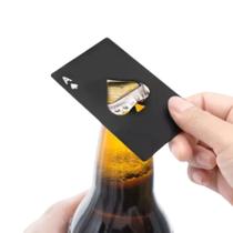 Kit 2 Abridores Garrafa Inox Forma Carta Baralho Preto