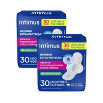 Kit 2 Absorvente Externo Intimus Noturno Cobertura Seca com Abas 30 Unidades