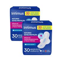 Kit 2 Absorvente Externo Intimus Noturno Cobertura Suave com Abas 30 Unidades Kit 2 Absorvente Externo Intimus Noturno Cobertura Suave com Abas 30 Unidades