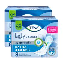 Kit 2 Absorvente para Incontinência Urinária Tena Lady Discreet Extra 8 Unidades