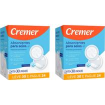 KIT 2 Absorventes Para Seios 30 Unidades - Cremer