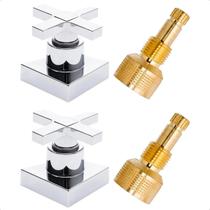 Kit 2 Acabamento de Registro 1/2 3/4 e 1 Polegada Cruzeta Cruz Cromado Pressão Gaveta Padrão Docol