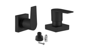 Kit 2 Acabamento Para Banheiro Alavanca Quadrado Preto Registro Chuveiro Padrão Docol